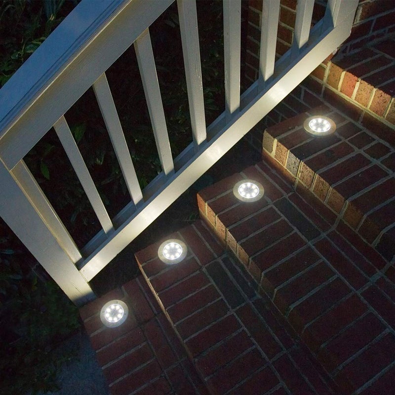 Aogist Outdoor Solar Ground Lights, 8 LED Waterproof Garden Disk Lights In-Ground Landscape Lighting for Lawn Patio Pathway Yard Deck Walkway (White, 8 Pack) - Image 4